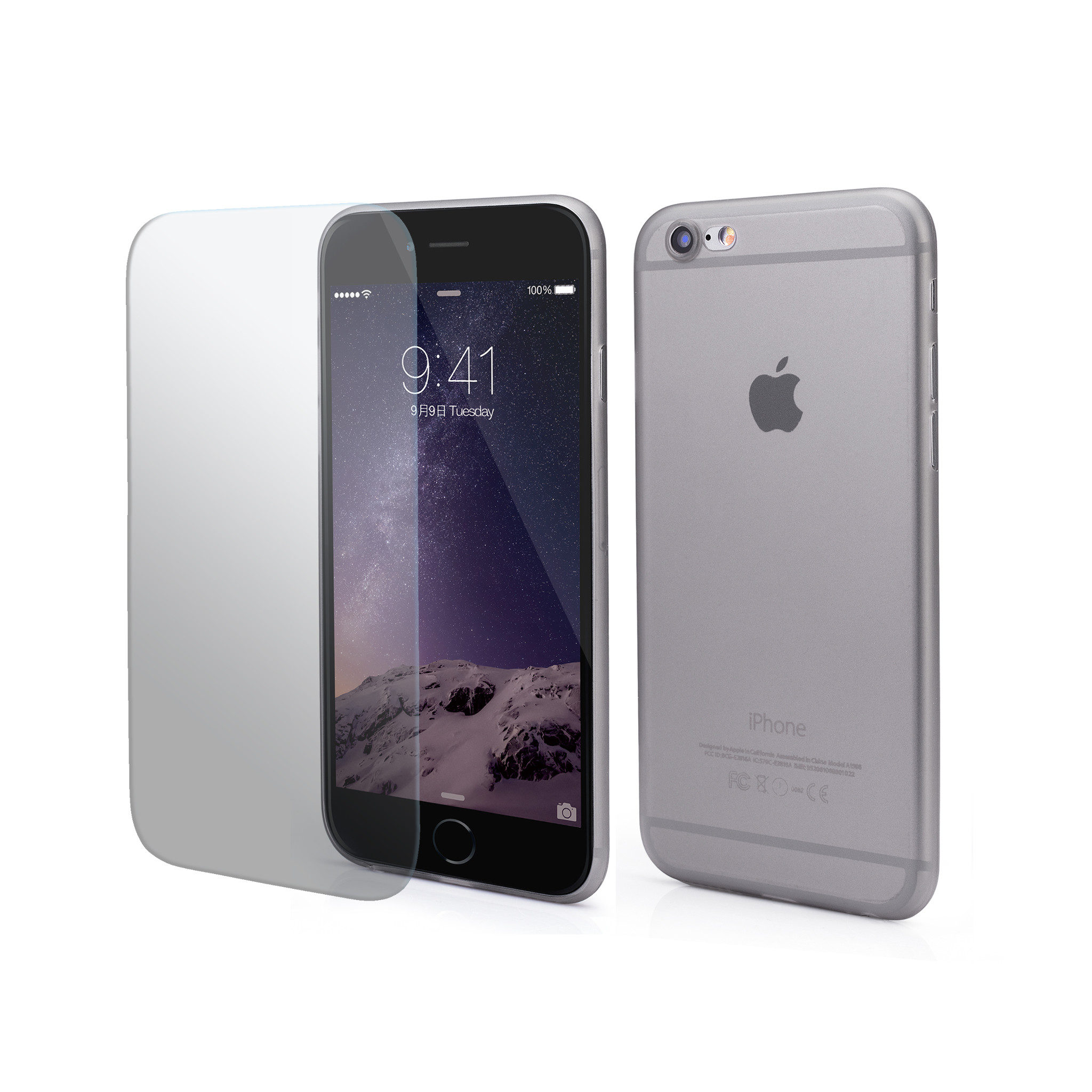 Apple iPhone 6, 6s, 6 Plus, 6s Plus Rundumschutzhülle Case inkl. Glasprotektor „360°“- Grau