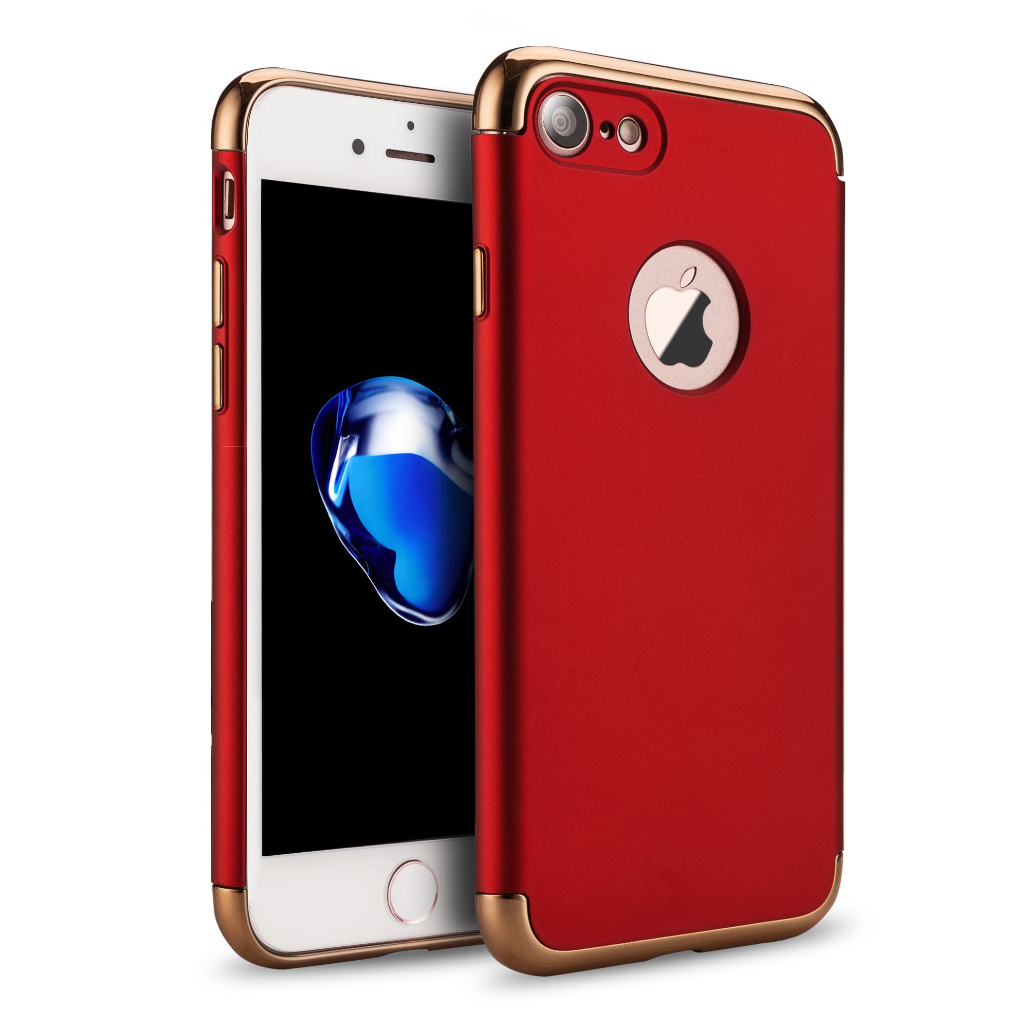 Apple iPhone 7, 7 Plus Gummierte Schutzhülle „Flash“ Rot Gold