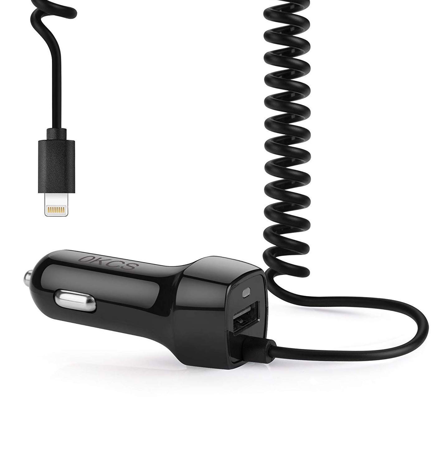 KFZ Ladegerät mit dehnbarem Lightning 8 Pin und Fast Charger USB Port