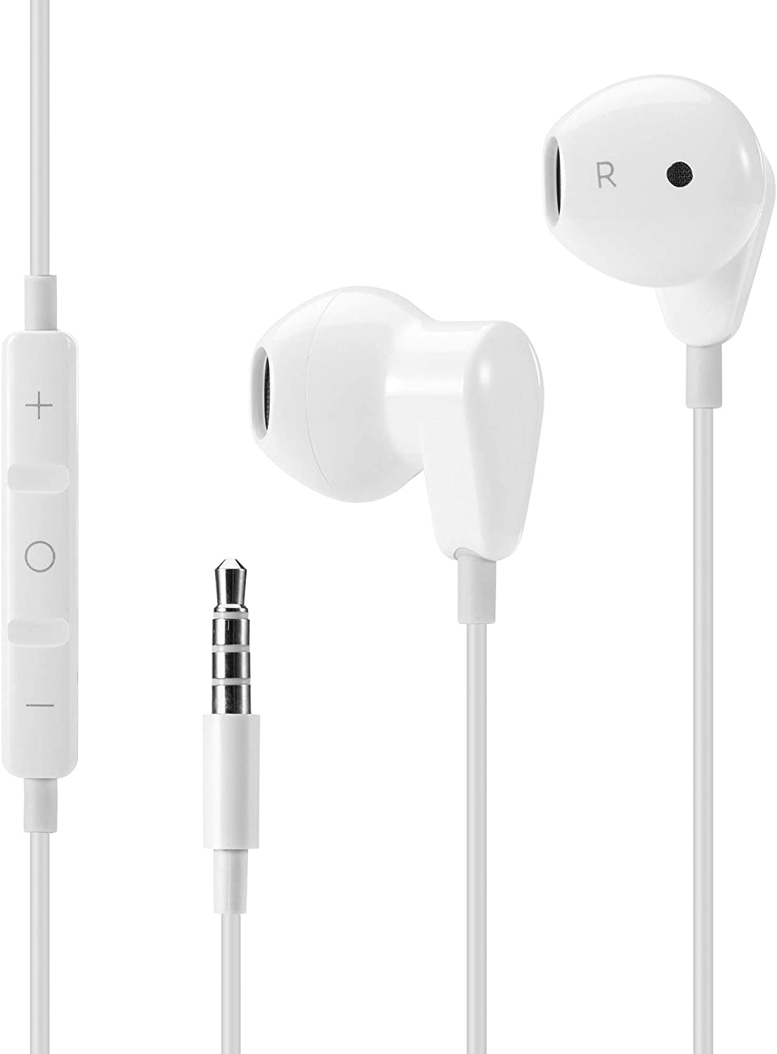 In Ear AUX Kopfhörer Earpod mit Lautstärkeregler in Weiß